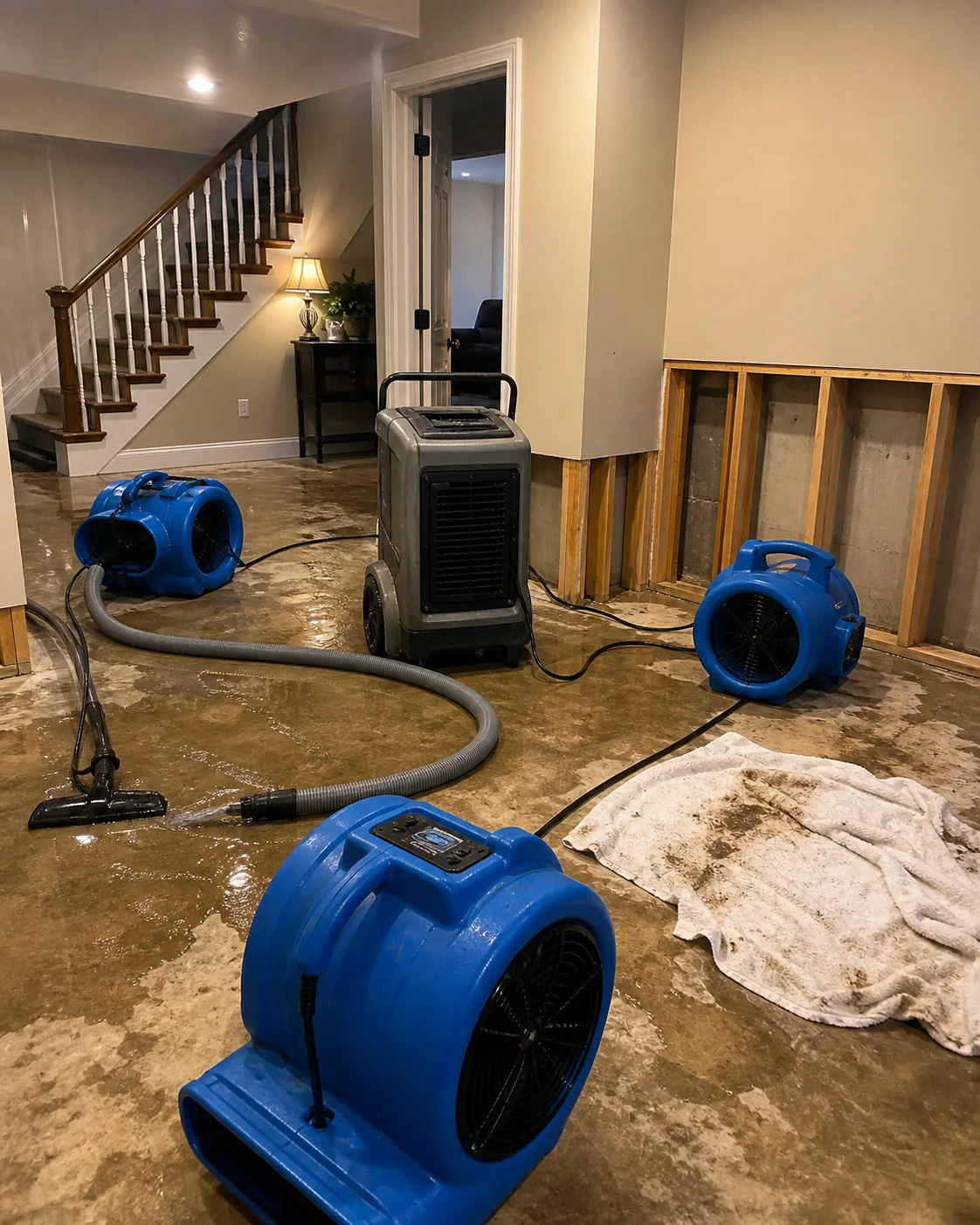 Water cleanup equipment and emergency home restoration planning